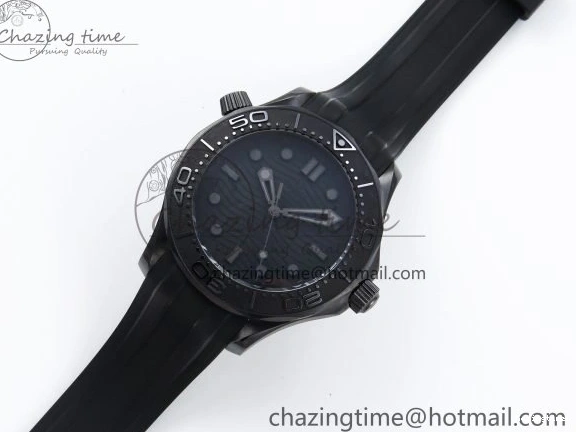 0405 Seamaster 300m 43.5mm Black Ceramic S+F 1:1 Best Edition Black Dial on Black Rubber Strap A WrinkleFree 7731